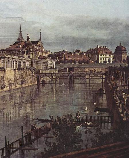 Bernardo Bellotto Ansicht von Dresden, Der alte Wassergraben des Zwingers, von der Orangerie Richtung Stadt aus gesehen oil painting image